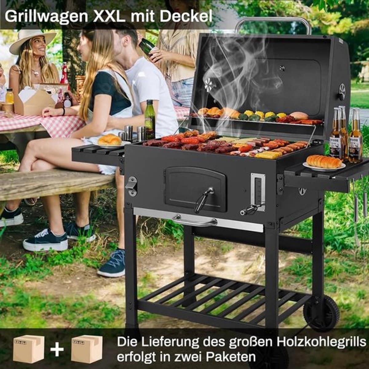houtskool barbecue trolley grote bbq bbq wagen