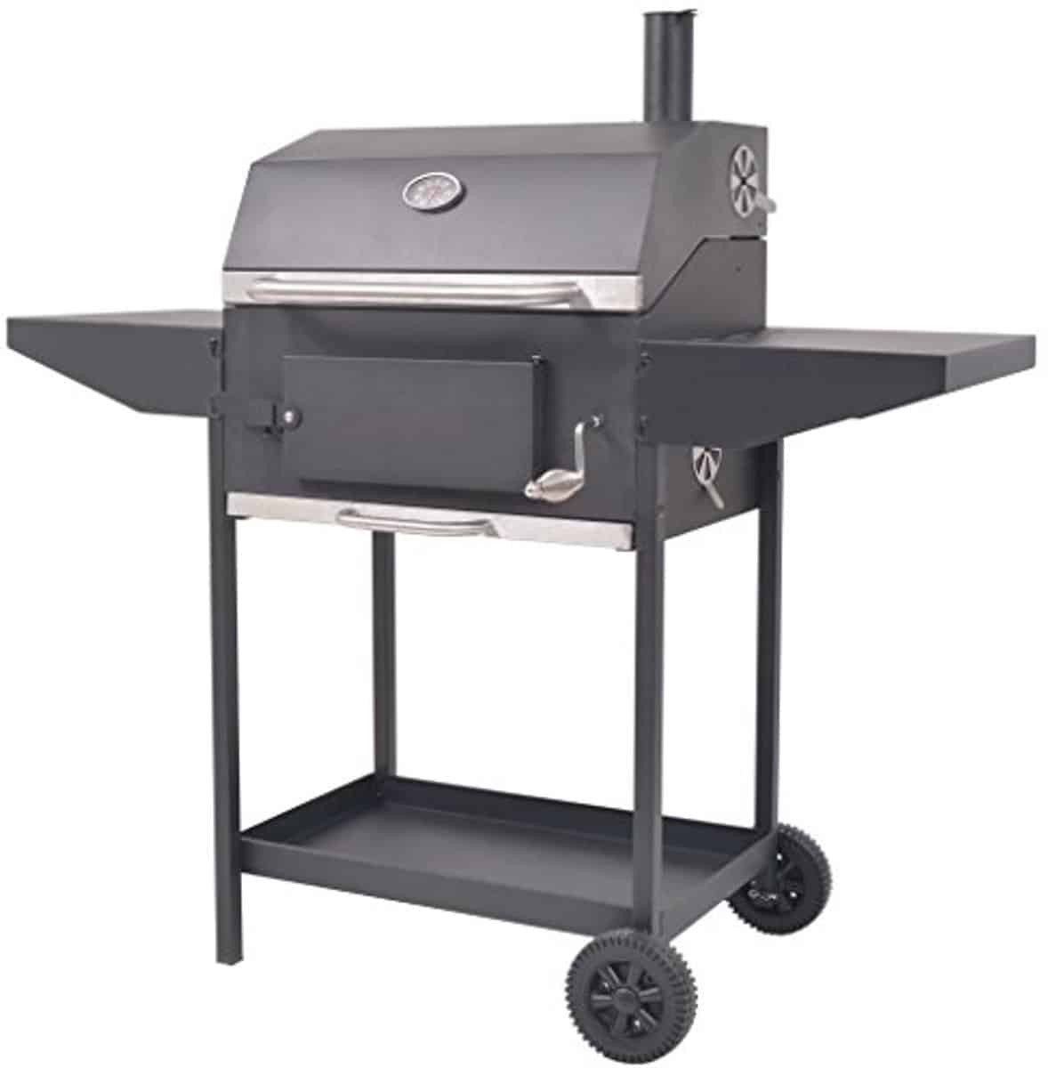 houtskool bbq grill met plank en wielen voor buiten