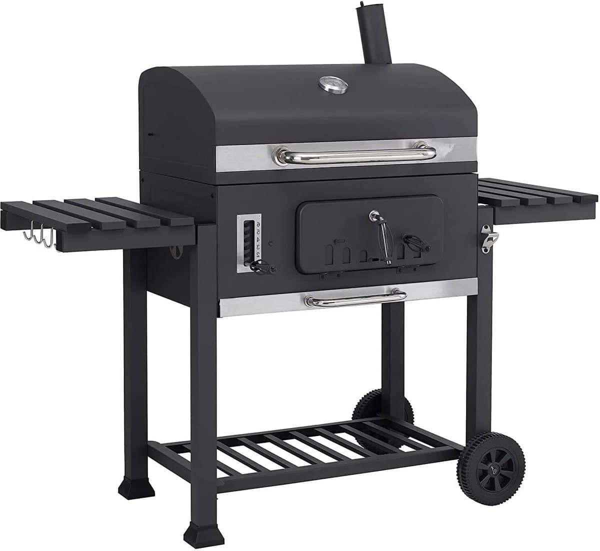 houtskoolgrill bbq rokergrill met grillroosters thermometer planken