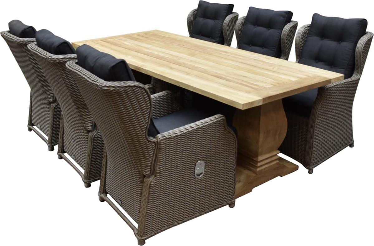 ibiza geneva dining tuinset 240x100xh77 cm 7 delig grijs teak