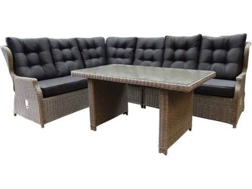 Ibiza hoek dining loungeset 5-delig verstelbaar grijs