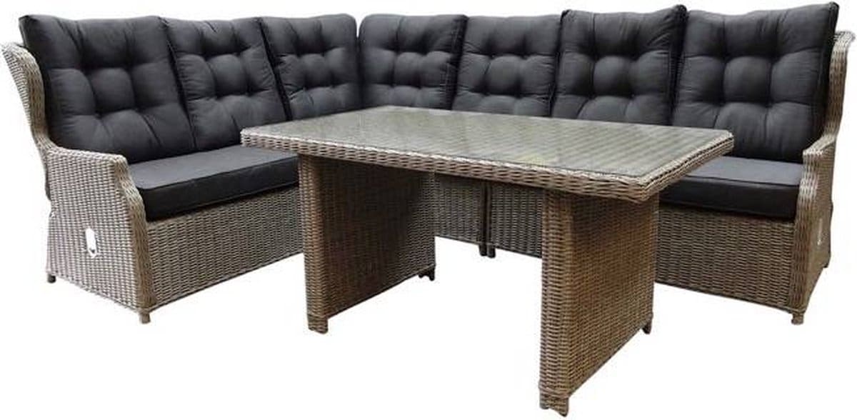 ibiza hoek dining loungeset 5 delig verstelbaar grijs