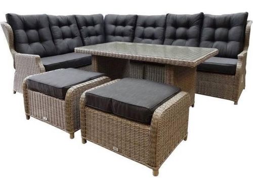 Ibiza hoek dining loungeset 7-delig verstelbaar grijs