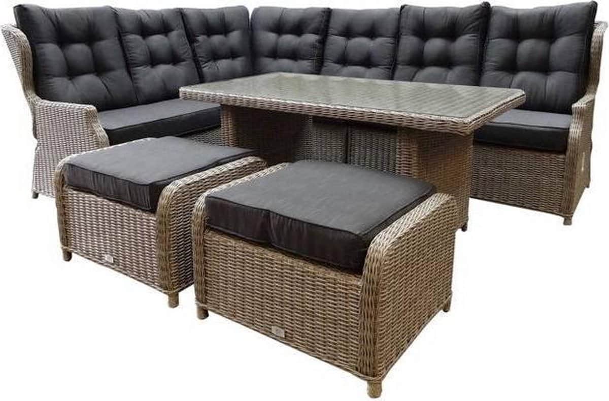 ibiza hoek dining loungeset 7 delig verstelbaar grijs