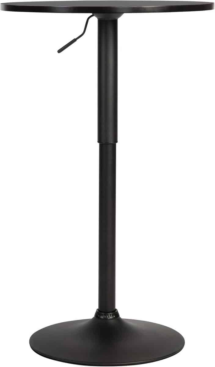 in hoogte verstelbare bartafel rond met stevige metalen voet