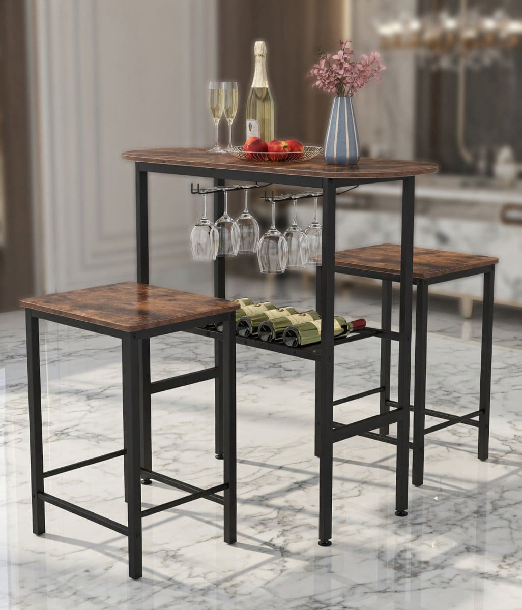 industrieel bartafel set 3 delig met 2 krukken keuken eetkamerset