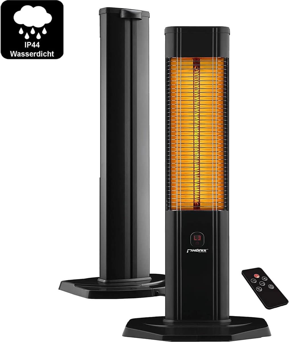 infrarood carbon staande warmtestraler 2000 watt met afstandsbediening en thermostaat