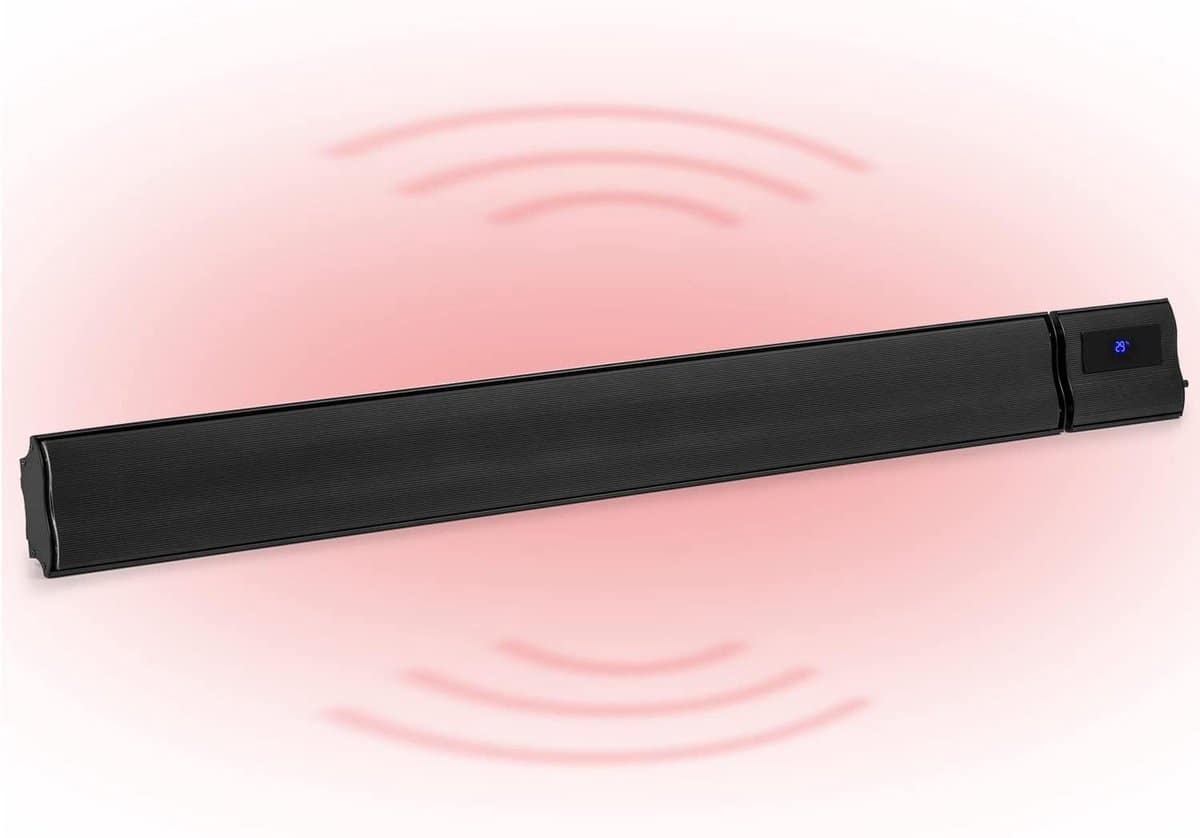 infrarood terrasverwarmer met afstandsbediening 2500w, wand en plafondmontage, weerbestendig