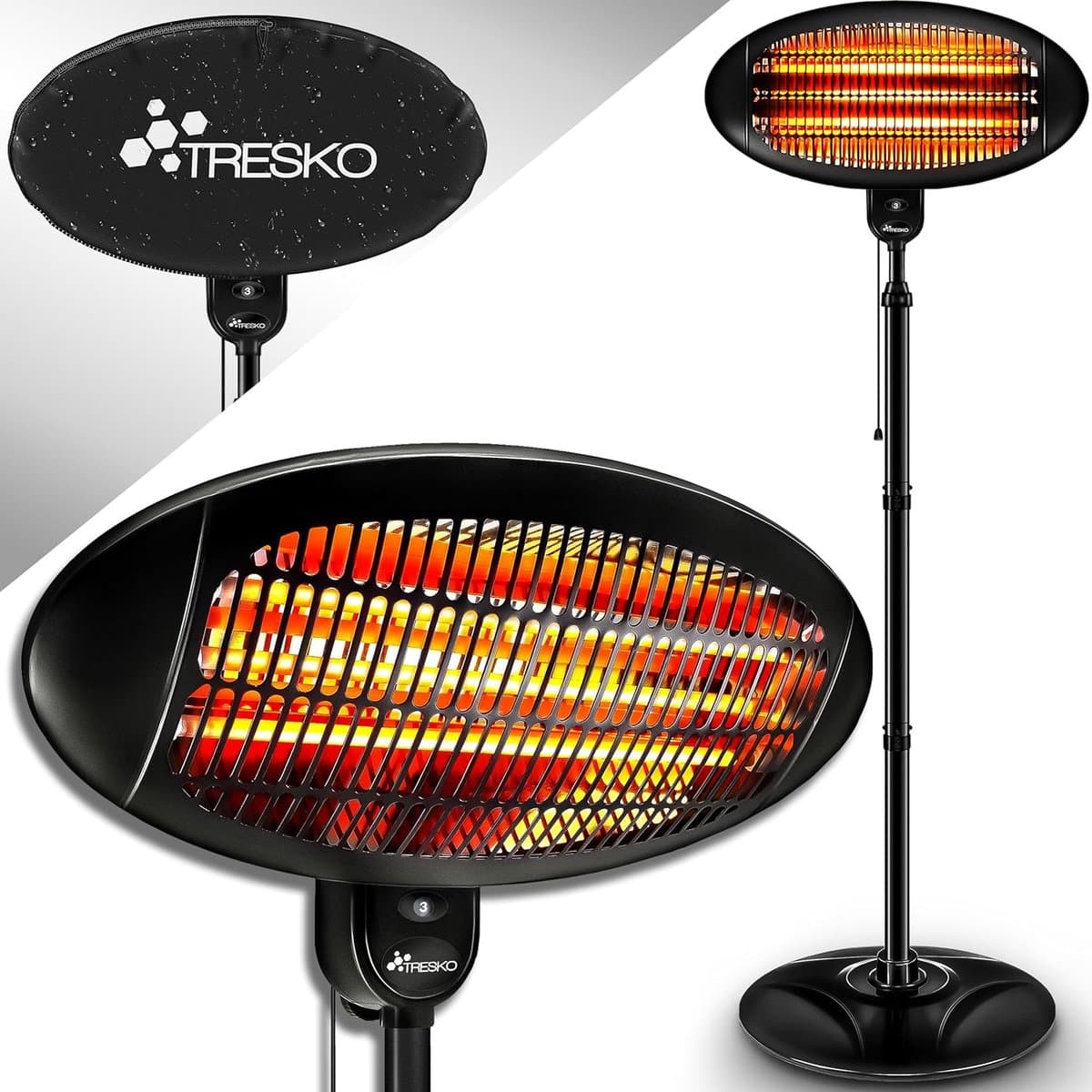 infrarood warmtestraler 2000w met 3 warmtestanden verstelbare staande terrasverwarmer