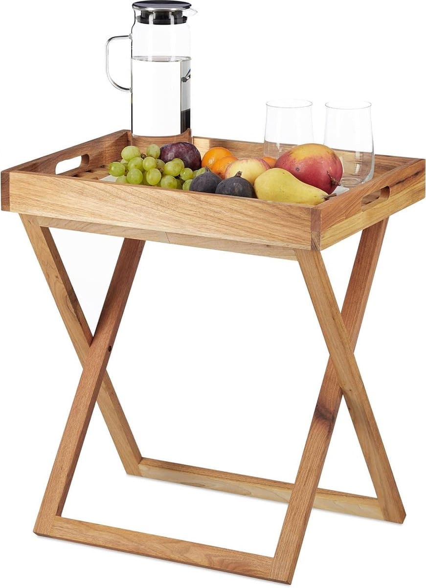inklapbaar walnotenhout dienbladtafel kleine bijzettafel hxbxd 54 x 52
