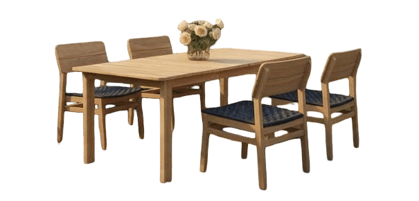 jala dining set 5pcs acacia teak look/rope anthracite eurofar eurofar