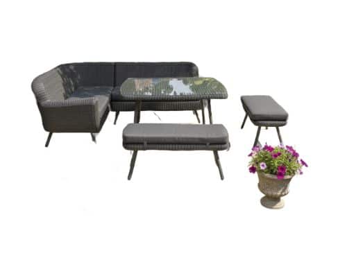 Jonah corner dining set 5pcs dark grey steel/dark grey wicker Eurofar - Eurofar