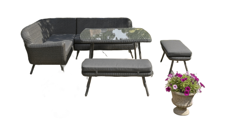 jonah corner dining set 5pcs dark grey steel/dark grey wicker eurofar eurofar