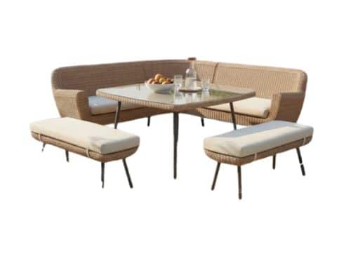 Jonah corner dining set 5pcs yellow steel/natural wicker Eurofar - Eurofar