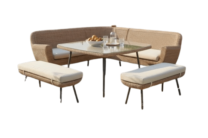 jonah corner dining set 5pcs yellow steel/natural wicker eurofar eurofar