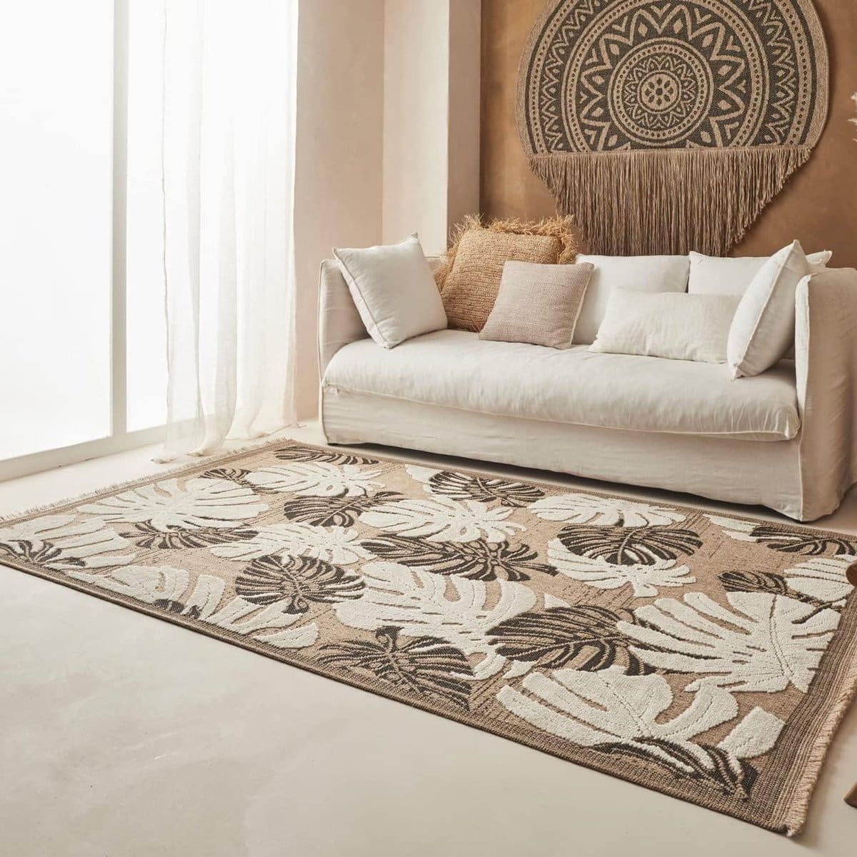 jute look tapijt buitenkleed vloerkleed woonkamer terras decoratie