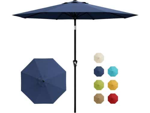 Kantelbare Stokparasol met Zwengel - 270 cm - UV-Bestendig &