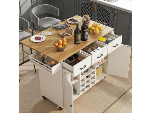 Keukenwagen met werkblad - Serveertrolley Bartafel - Keuken organiseren