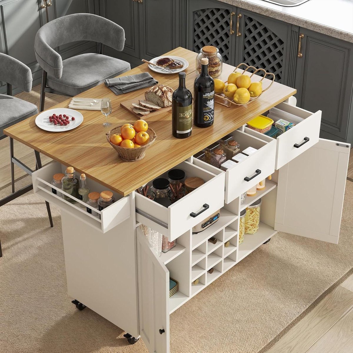 keukenwagen met werkblad serveertrolley bartafel keuken organiseren