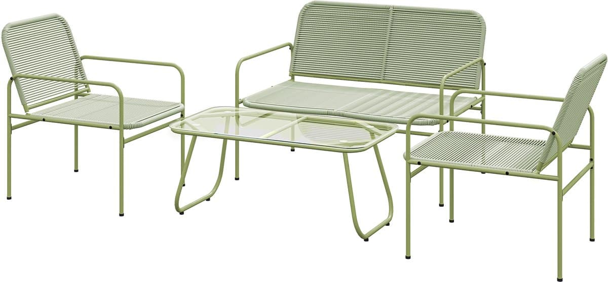 killogood buiten geweven hars loungeset 4 plaatsen, 2