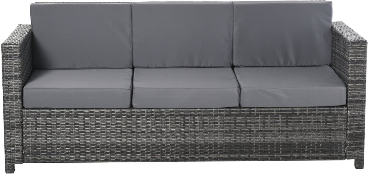 killogood poly rotan bank met kussens 3 zits tuin loungebank metaal