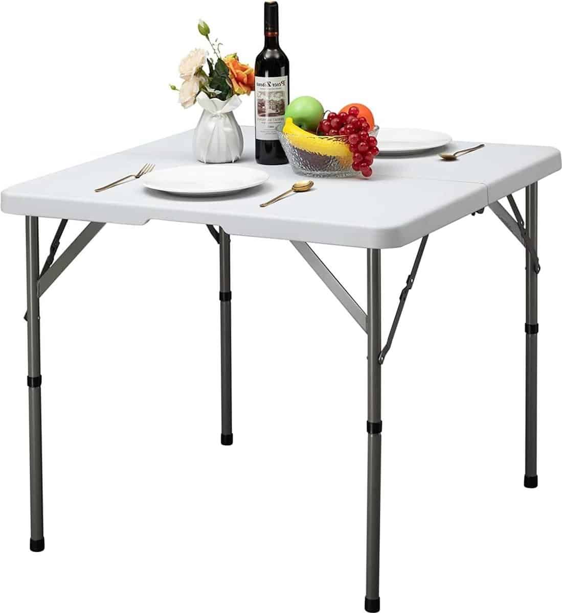 klaptafel 87 cm picknicktafel in hoogte verstelbaar vierkant