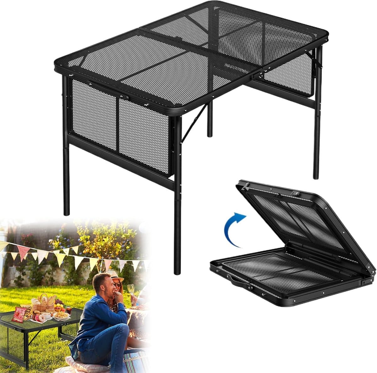 klaptafel bijzettafel tuin kamperen buitenleven in hoogte