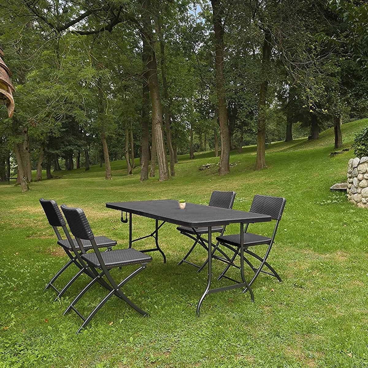 klaptafel picknicktafel vouwtafel buiten dineren rotan look