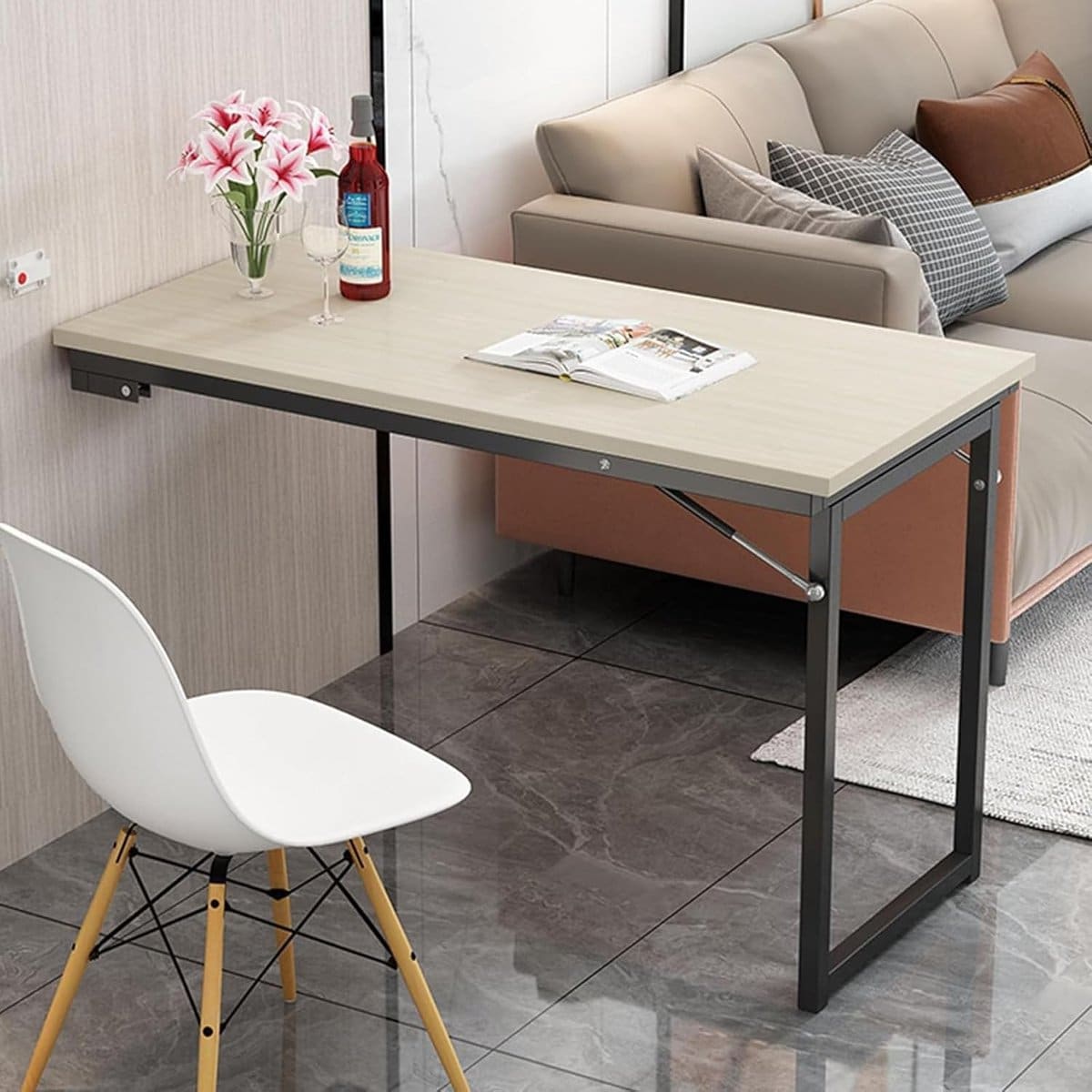 klaptafel wandbureau ruimtebesparend werken inklapbaar ontwerp