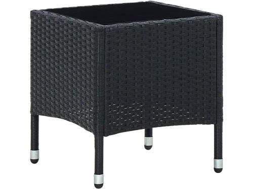 Kleine Vierkante Bijzettafel Poly-rattan Zwart Buiten 40x40x45 cm