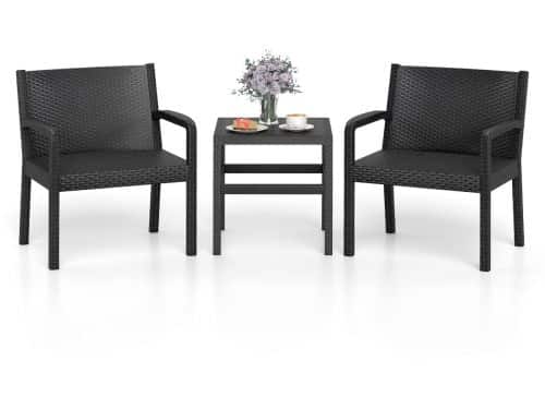 KOMFOTTEU 3-delig PP-Rotan tuinmeubelset, balkonmeubelen, terrasmeubel, outdoor, weerbestendig