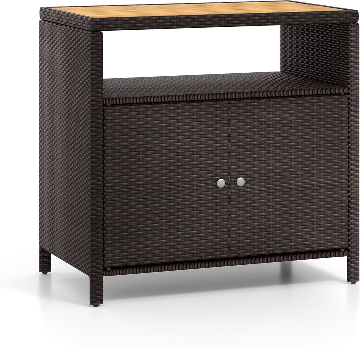 komfotteu tuinkast, rotan buffetkast voor buiten, opbergkast met werkblad en