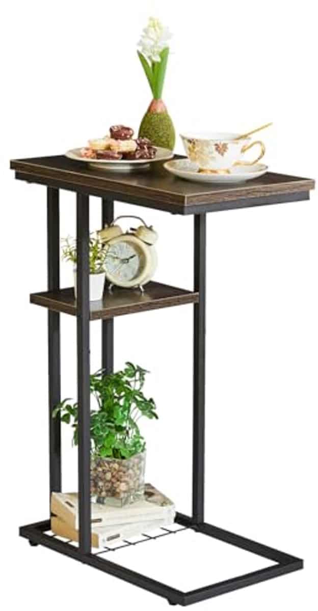 lage c vorm bijzettafel met 2 etages voor woonkamer