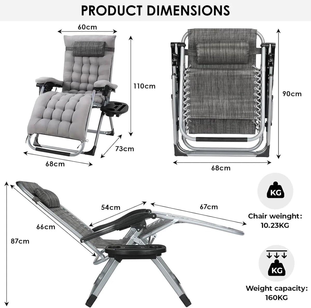 ligbed 3 delige verstelbare ligstoelset tuinstoelen zonnebedden
