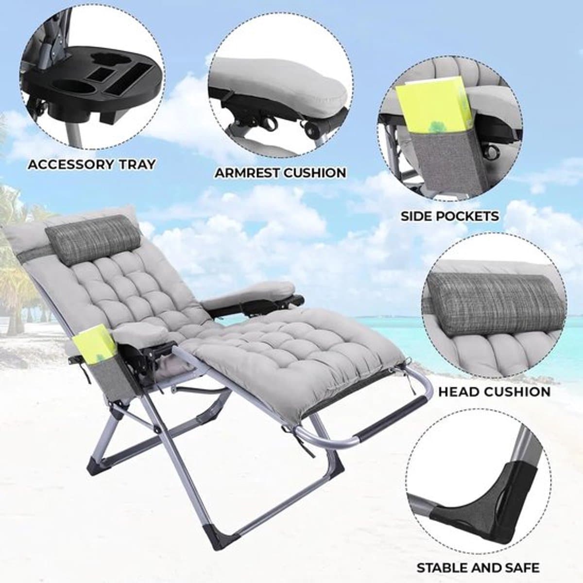 ligbed 3 delige verstelbare ligstoelset tuinstoelen zonnebedden