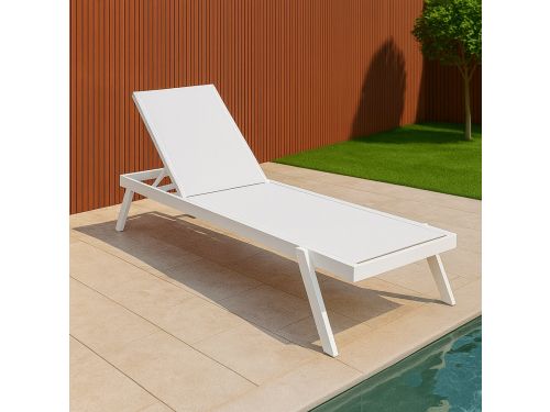 Ligbed Anzio Verstelbaar Wit Lounge Tuin Aluminium Stapelbaar - 103510W