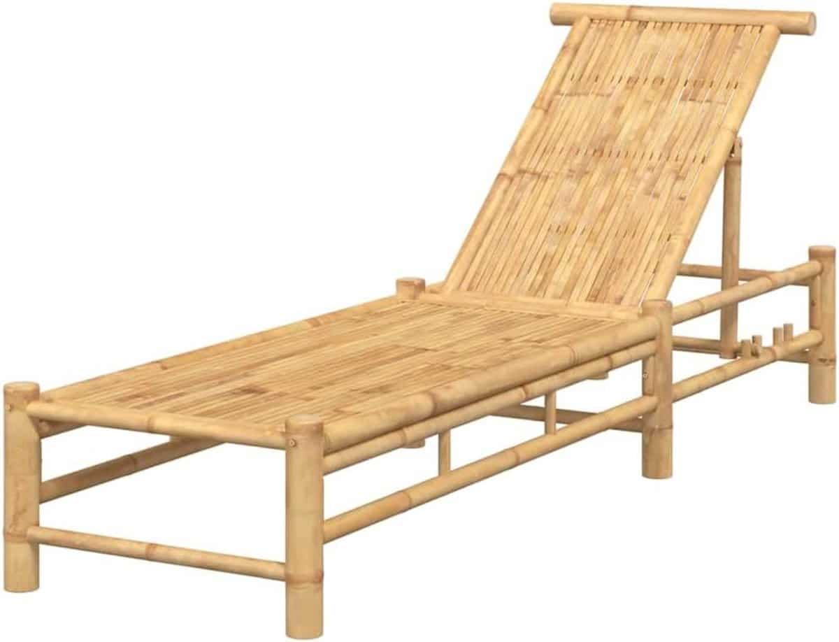 ligbed bamboe loungestoel tuin ontspannen buiten verstelbare