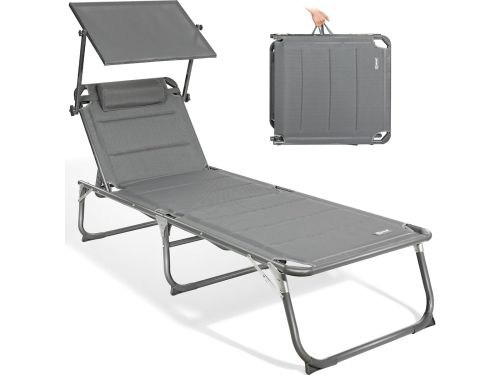 Ligbed inklapbaar met zonnedak 200x70 cm XXL - verstelbare rugleuning