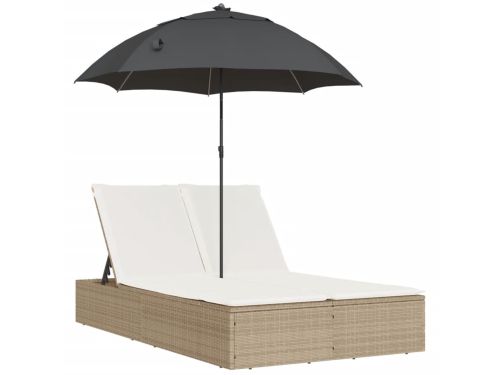 Ligbed | Loungebed | Ligstoel 2-persoons met kussens en parasol