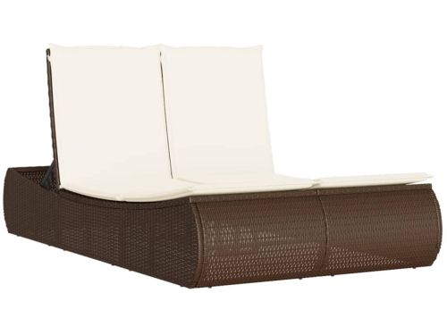 Ligbed | Loungebed | Ligstoel 2-persoons met kussens poly rattan