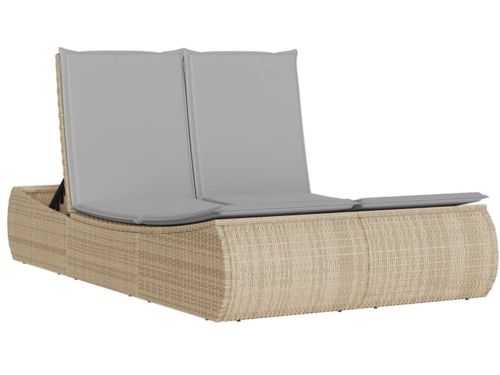 Ligbed | Loungebed | Ligstoel 2-persoons met kussens poly rattan