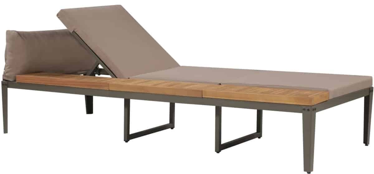 ligbed | loungebed | ligstoel met kussens massief acaciahout bruin