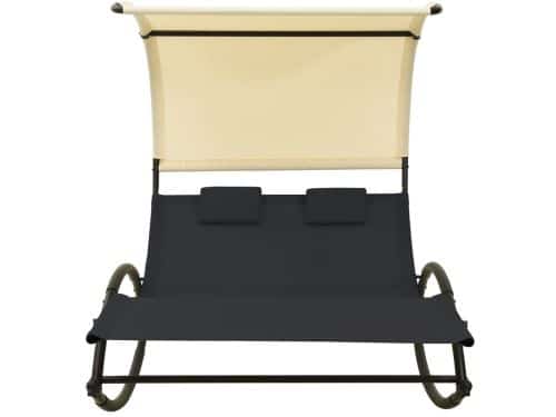 Ligbed | Loungebed | Ligstoel tweepersoons met luifel textileen zwart