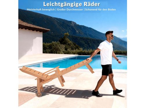 Ligbed met wielen 194x62x95 cm - 2 m lange verstelbare