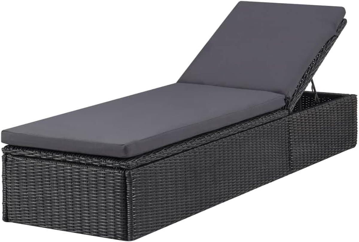 ligbed poly rattan loungestoel chaise longue ontspannen in