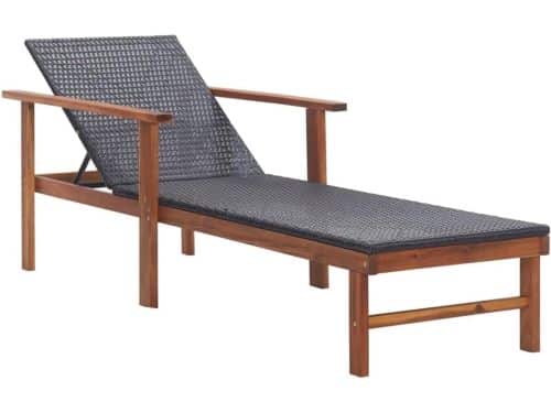 Ligbed Polyrotan - Zonnebed Tuin - Ontspannen Buiten - Acaciahouten