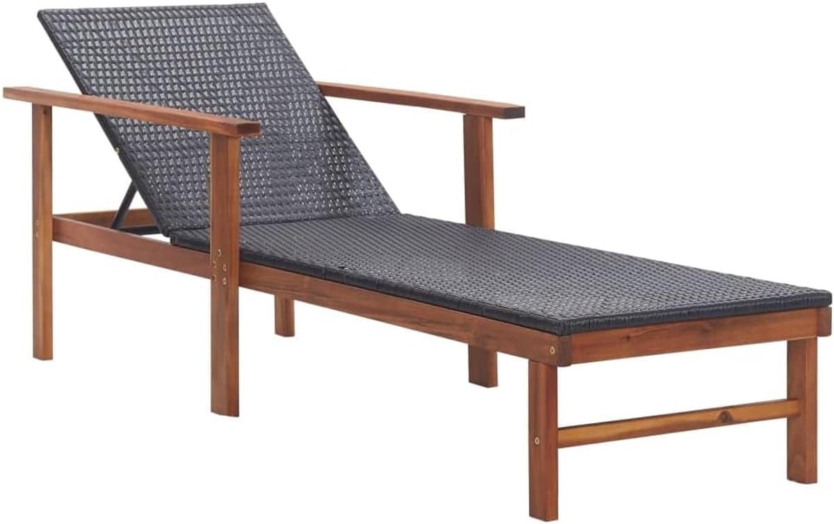 ligbed polyrotan zonnebed tuin ontspannen buiten acaciahouten