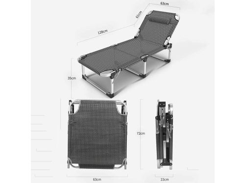 Ligbed Tuin Aluminium Opvouwbaar 190x60x32 cm - Verstelbare Rugleuning (4