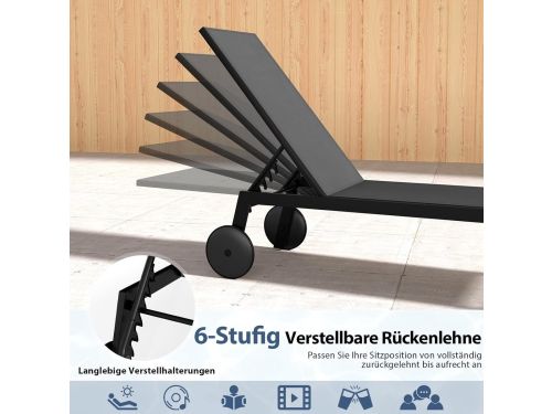 Ligbed tuin met wielen 190 x 59 x 33