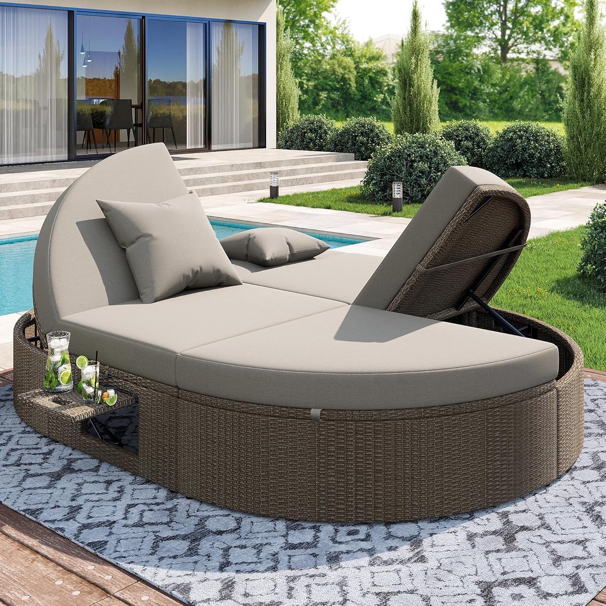 ligbed voor 2 personen 200x140x42 cm met verstelbare rugleuning en